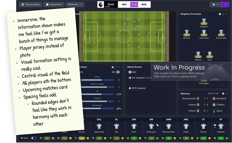 Screen for a different soccer/football management game